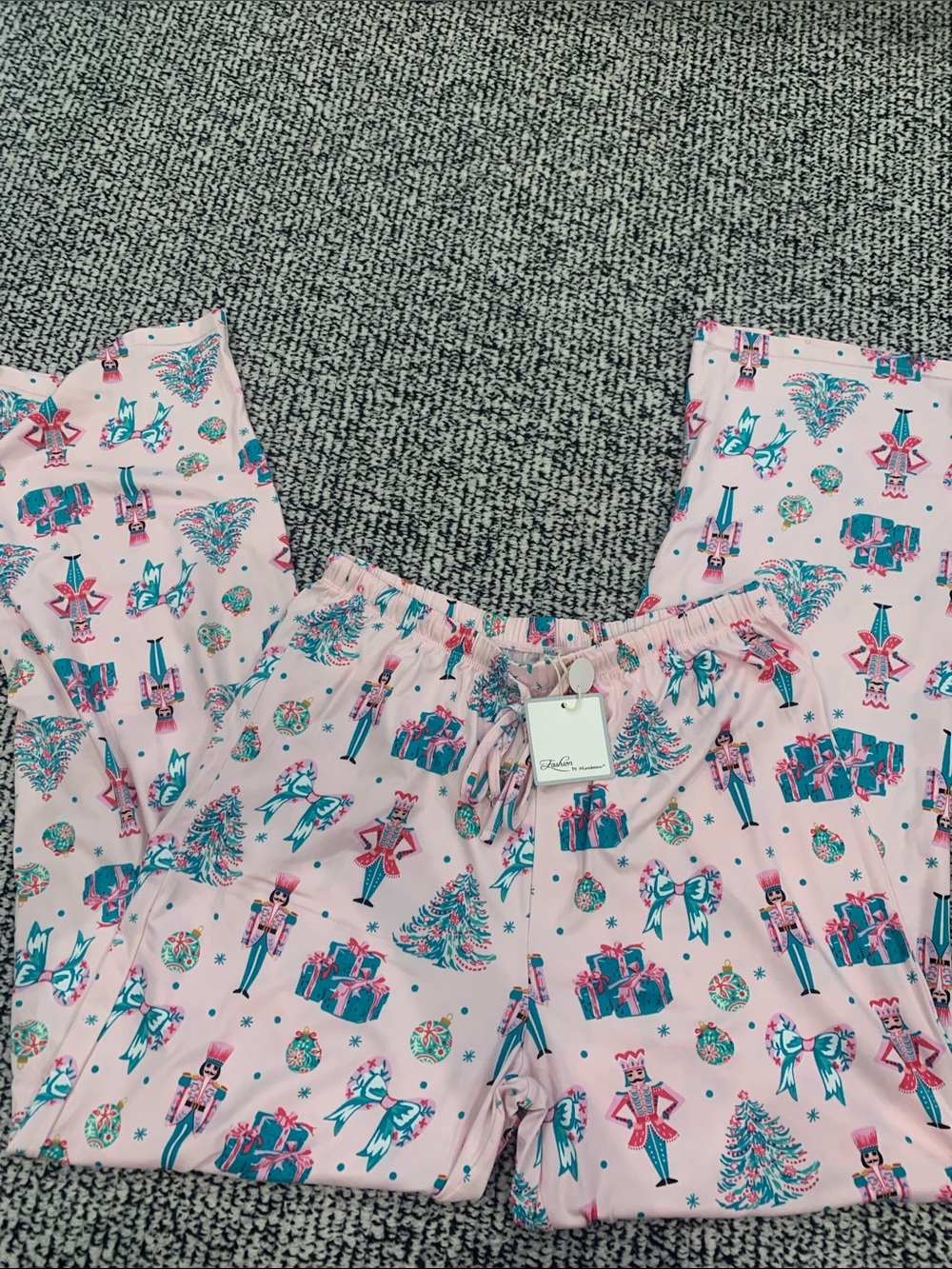 Ladies Pink Nutcracker Holiday Pajama bottoms. Large